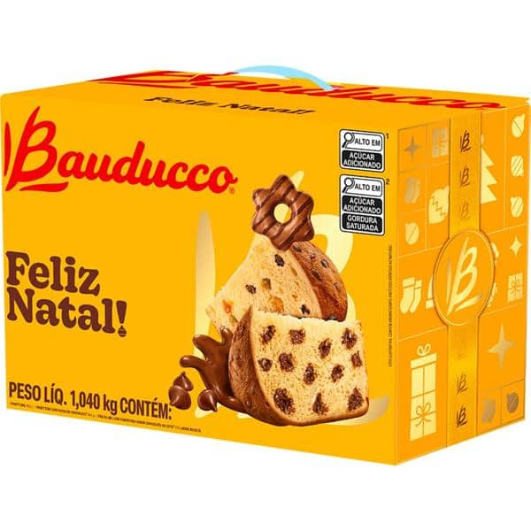 Cesta de natal PP, 2024, com 4 itens, Bauducco - CX 1 UN