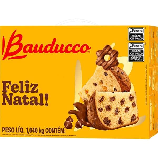 Cesta de natal PP, 2024, com 4 itens, Bauducco - CX 1 UN