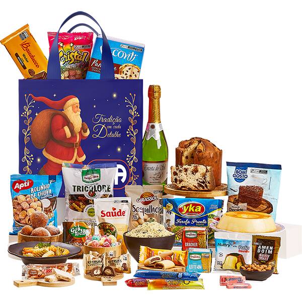 Cesta de Natal Papai Noel com 28 itens, Cba - CX 1 UN Cesta de Natal Papai Noel com 28 itens, Cba - CX 1 UN