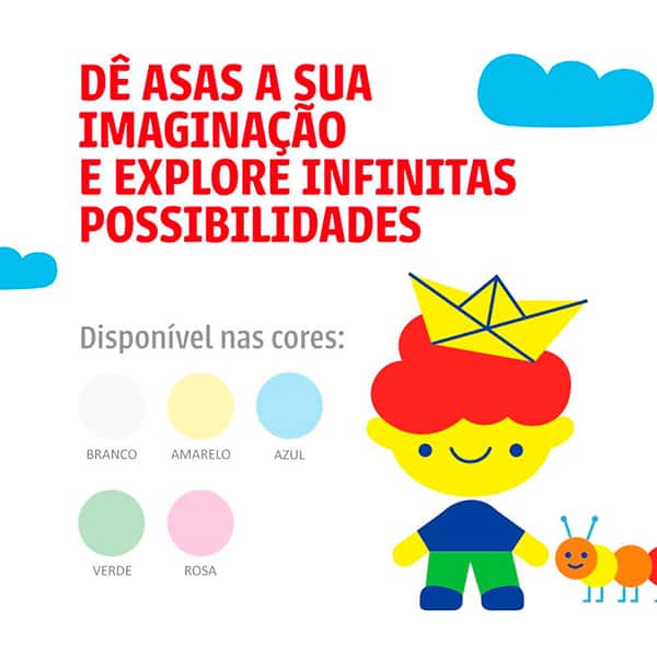 Papel Sulfite Chamequinho Branco, A4 75g 210x297mm, Uso Escolar Artístico Profissional, + Papel Sulfite Chamequinho A4, 75g com 4 Cores (Amarelo, Azul, Rosa e Verde), 100 Folhas - PT 1 UN
