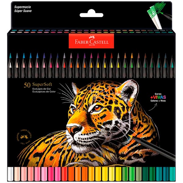 Kit de Colorir Do Dia para Noite – Bobbie Goods + Lápis De Cor redondo Supersoft, 50 Cores, Faber-Castell - ET 50 UN