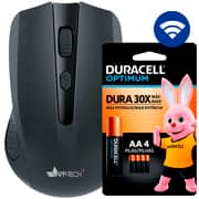 Mouse sem fio, 1600DPI, Preto, MW200, App-Tech + Pilha Alcalina Duracell Palito AAA, Optimum CX 1 UN Mouse sem fio, 1600DPI, Preto, MW200, App-Tech + Pilha Alcalina Duracell Palito AAA, Optimum CX 1 UN
