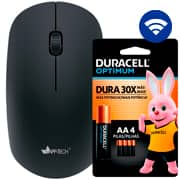 Mouse sem fio 1200DPI, Preto, MW250, App-Tech + Pilha Alcalina Duracell Pequena AA, Optimum CX 1 UN Mouse sem fio 1200DPI, Preto, MW250, App-Tech + Pilha Alcalina Duracell Pequena AA, Optimum CX 1 UN