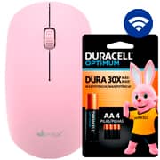 Mouse sem fio, 1200DPI, Rosa, MW251, App-Tech + Pilha Alcalina Duracell Pequena AA, Optimum CX 1 UN
