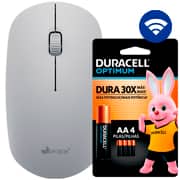 Mouse sem fio, 1200DPI, Cinza, MW253, App-Tech + Pilha Alcalina Duracell Pequena AA, Optimum CX 1 UN