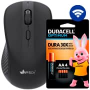 Mouse sem fio, 1600DPI, Preto, MW350, App-Tech + Pilha Alcalina Duracell Palito AAA, Optimum CX 1 UN Mouse sem fio, 1600DPI, Preto, MW350, App-Tech + Pilha Alcalina Duracell Palito AAA, Optimum CX 1 UN