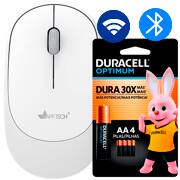 Mouse sem fio bluetooth, 1200DPI, Branco, MWB452, App-Tech + Pilha Alcalina Duracell Pequena AA, Optimum CX 1 UN Mouse sem fio bluetooth, 1200DPI, Branco, MWB452, App-Tech + Pilha Alcalina Duracell Pequena AA, Optimum CX 1 UN