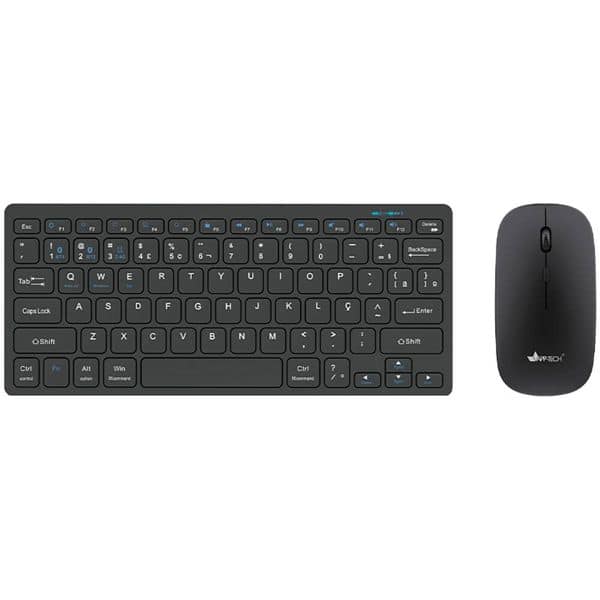 Kit (Teclado/Mouse) Bluetooth wireless, Preto, KMWB350, App-Tech + Pilha Alcalina Duracell Pequena AA, Optimum CX 1 UN