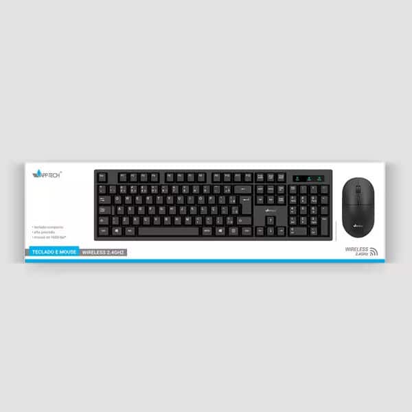 Kit Wireless (Teclado/Mouse), Preto, KMW100, App-Tech + Pilha Alcalina Duracell Palito AAA, Optimum CX 1 UN