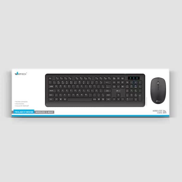 Kit Wireless (Teclado/Mouse), Preto, KMW200, App-Tech + Pilha Alcalina Duracell Palito AAA, Optimum CX 1 UN