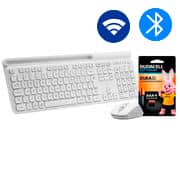 Kit Teclado e Mouse sem Fio, Wireless e Bluetooth, Padrão ABNT2, Branco, KMWB258W, Ergo + Pilha Alcalina Duracell Palito AAA, Optimum CX 1 UN