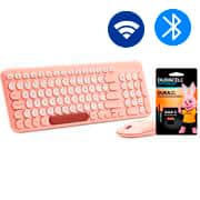 Teclado e Mouse sem Fio, Wireless, Padrão ABNT2, Coral, KMW278P, Ergo + Pilha Alcalina Duracell Palito AAA, Optimum CX 1 UN