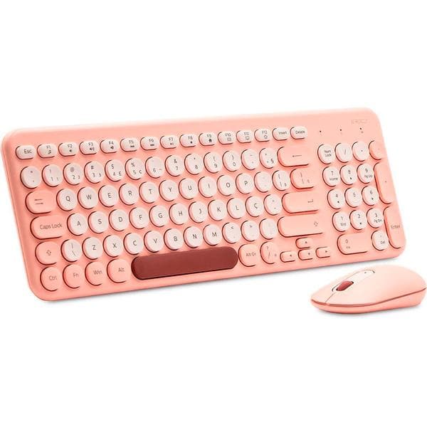 Teclado e Mouse sem Fio, Wireless, Padrão ABNT2, Coral, KMW278P, Ergo + Pilha Alcalina Duracell Palito AAA, Optimum CX 1 UN