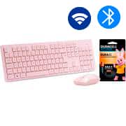 Teclado e Mouse sem Fio, Wireless, Padrão ABNT2, Rosa, KMW206P, Ergo + Pilha Alcalina Duracell Palito AAA, Optimum CX 1 UN