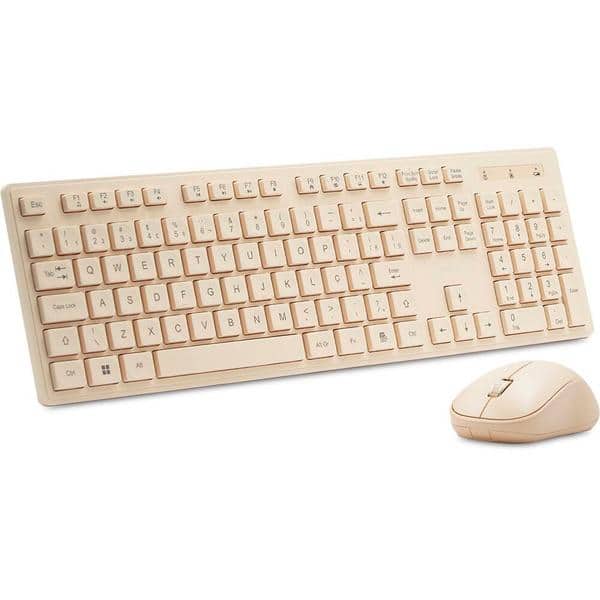 Teclado e Mouse sem Fio, Wireless, Padrão ABNT2, Bege, KMW231BG, Ergo + Pilha Alcalina Duracell Palito AAA, Optimum CX 1 UN