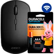 Mouse sem fio, 1600 DPI, Preto, MW7123, Ergo + Pilha Alcalina Duracell Pequena AA, Optimum CX 1 UN Mouse sem fio, 1600 DPI, Preto, MW7123, Ergo + Pilha Alcalina Duracell Pequena AA, Optimum CX 1 UN