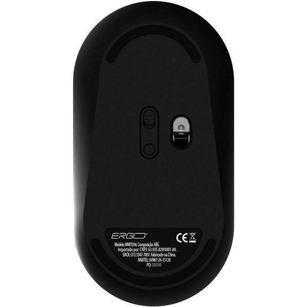 Mouse sem fio, 1600 DPI, Preto, MW7034B, Ergo + Pilha Alcalina Duracell Pequena AA, Optimum CX 1 UN