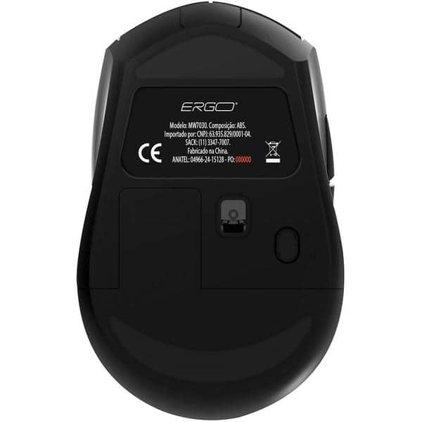 Mouse sem fio, 1600 DPI, Preto, MW7030B, Ergo + Pilha Alcalina Duracell Pequena AA, Optimum CX 1 UN