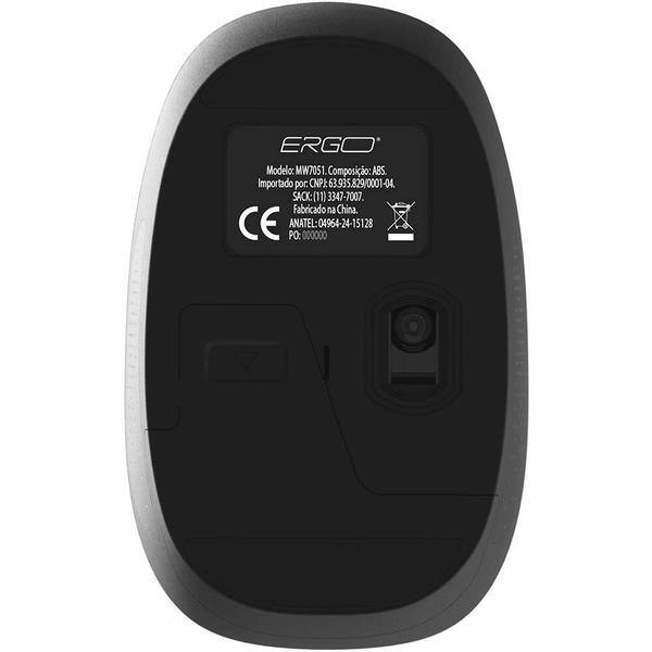 Mouse sem fio, 1200 DPI, Preto, MW7051B, Ergo + Pilha Alcalina Duracell Palito AAA, Optimum CX 1 UN