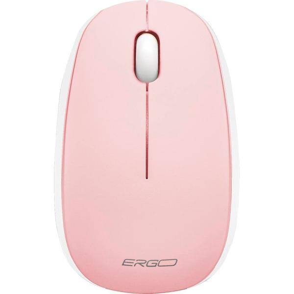 Mouse sem fio, 1200 DPI, Rosa, MW7051P, Ergo + Pilha Alcalina Duracell Palito AAA, Optimum CX 1 UN