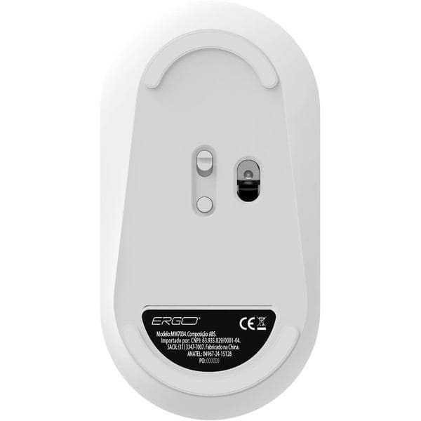 Mouse sem fio, 1600 DPI, Branco, MW7034W, Ergo + Pilha Alcalina Duracell Pequena AA, Optimum CX 1 UN