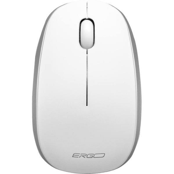 Mouse sem fio, 1200 DPI, Branco, MW7051W, Ergo + Pilha Alcalina Duracell Palito AAA, Optimum CX 1 UN