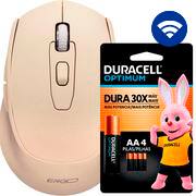 Mouse sem fio, 1600 DPI, Bege, MW7030BG, Ergo + Pilha Alcalina Duracell Pequena AA, Optimum CX 1 UN