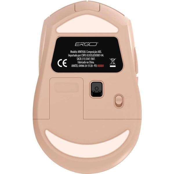 Mouse sem fio, 1600 DPI, Bege, MW7030BG, Ergo + Pilha Alcalina Duracell Pequena AA, Optimum CX 1 UN