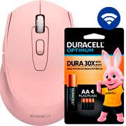Mouse sem fio, 1600 DPI, Rosa, MW7030P, Ergo + Pilha Alcalina Duracell Pequena AA, Optimum CX 1 UN