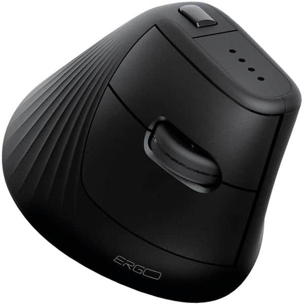 Mouse ergonômico sem fio, Vertical, 4000 DPI, Preto, MWBE08B, Ergo + Pilha Alcalina Duracell Pequena AA, Optimum CX 1 UN