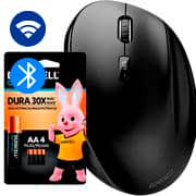 Mouse ergonômico sem fio, 1600 DPI, Preto, MWBE05, Ergo + Pilha Alcalina Duracell Pequena AA, Optimum CA 1 UN Mouse ergonômico sem fio, 1600 DPI, Preto, MWBE05, Ergo + Pilha Alcalina Duracell Pequena AA, Optimum CA 1 UN