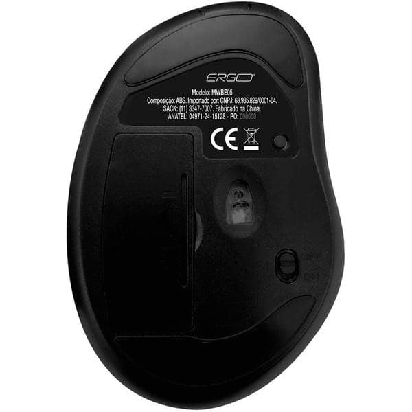 Mouse ergonômico sem fio, 1600 DPI, Preto, MWBE05, Ergo + Pilha Alcalina Duracell Pequena AA, Optimum CA 1 UN