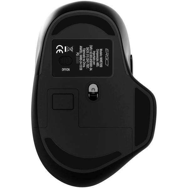 Mouse ergonômico sem fio, 1600 DPI, Preto, MWE7059, Ergo + Pilha Alcalina Duracell Pequena AA, Optimum CX 1 UN