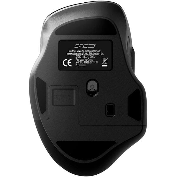 Mouse ergonômico sem fio, 1600 DPI, Preto, MW7052, Ergo + Pilha Alcalina Duracell Pequena AA, Optimum CX 1 UN