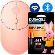 Mouse sem fio, 1600 DPI, Rosa, MWB711P, Ergo + Pilha Alcalina Duracell Pequena AA, Optimum CX 1 UN Mouse sem fio, 1600 DPI, Rosa, MWB711P, Ergo + Pilha Alcalina Duracell Pequena AA, Optimum CX 1 UN