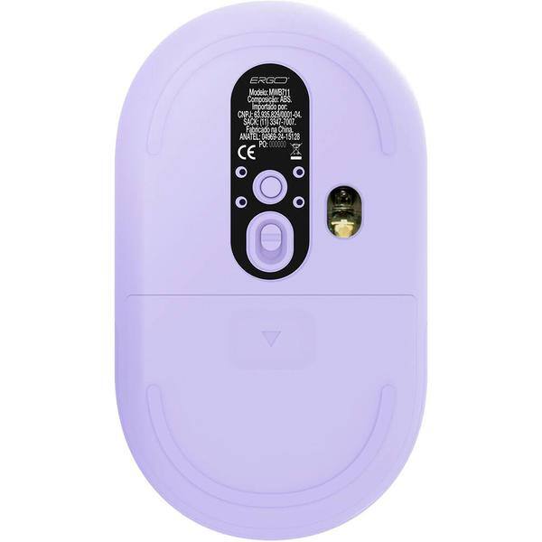 Mouse sem fio, 1600 DPI, Lilás, MWB711L, Ergo + Pilha Alcalina Duracell Pequena AA, Optimum CX 1 UN