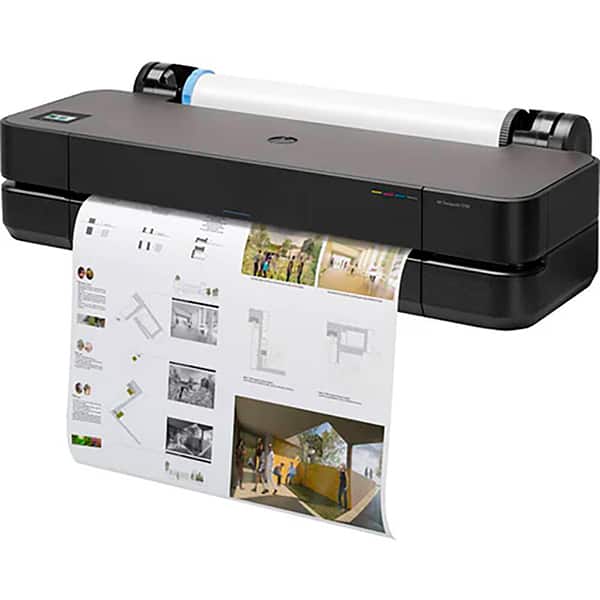 Impressora Plotter DesignJet T230 24" com suporte, Colorida, Wi-fi, Conexão Ethernet, Bivolt, 5HB07D, + Alimentador automático de folha para Designjet, T200/T600, 8AJ60A, HP - CX 1 UN
