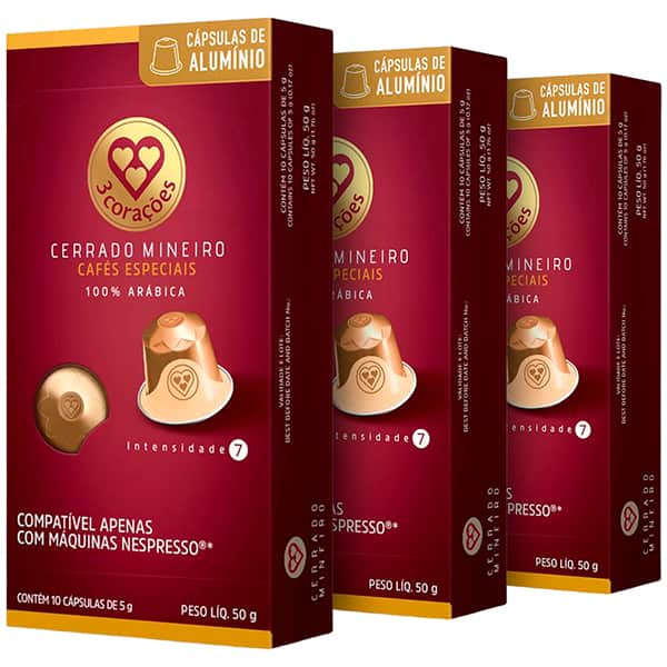 Kit com 30 Cápsula de café Cerrado Mineiro, Compatível com Cafeteira Nespresso, Tres Corações - CX 1 UN