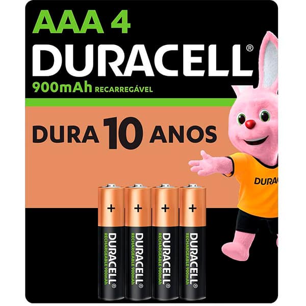 Carregador p/pilha recarreg. AA/AAA c/4 pilhas Duracell CX 1 UN