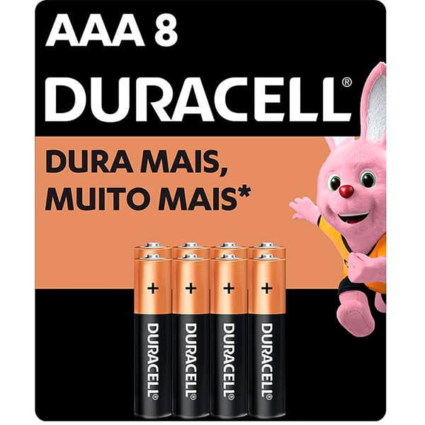 Pilha alcalina pequena AAA 1.5V, + Bateria lítio eletrônica 3V, Duracell - 1 UN