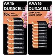 Pilha Alcalina Duracell Pequena AA, com 16 unidades + Pilha Alcalina Duracell Palito AAA, Com 16 unidades - BT 1 UN Pilha Alcalina Duracell Pequena AA, com 16 unidades + Pilha Alcalina Duracell Palito AAA, Com 16 unidades - BT 1 UN