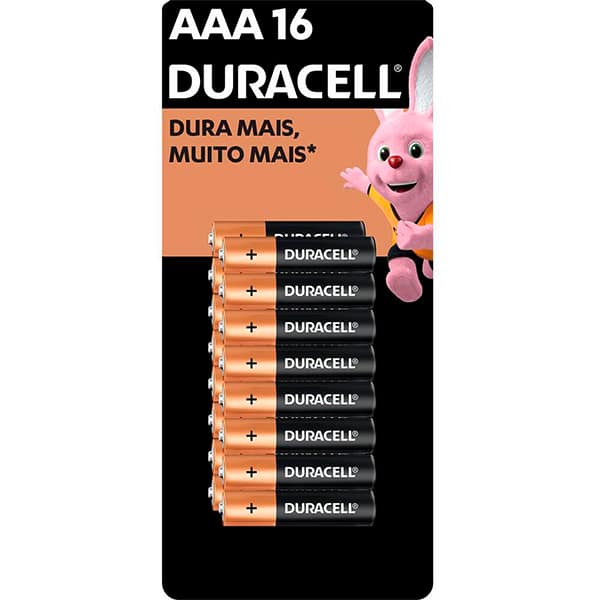 Pilha Alcalina Duracell Pequena AA, com 16 unidades + Pilha Alcalina Duracell Palito AAA, Com 16 unidades - BT 1 UN