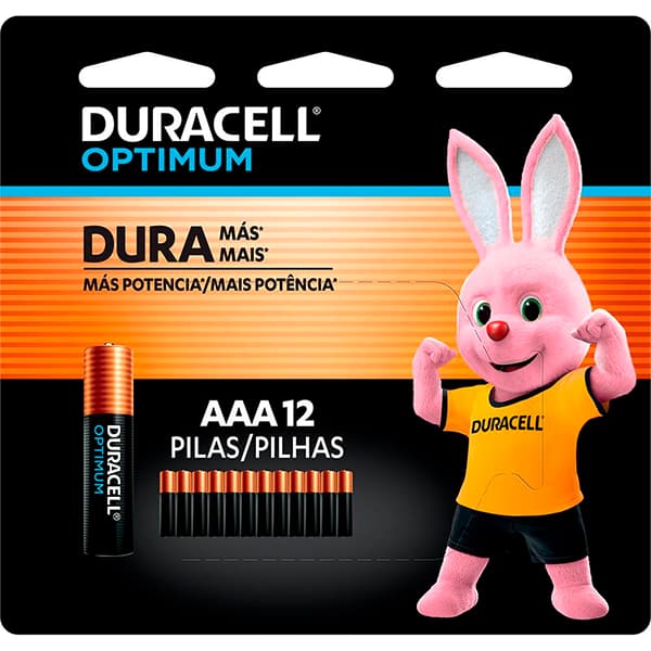 Pilha Alcalina Duracell Optimum Pequena AA com 12 unidades + Pilha Alcalina Duracell Optimum Palito AAA com 12 unidades BT 1 UN