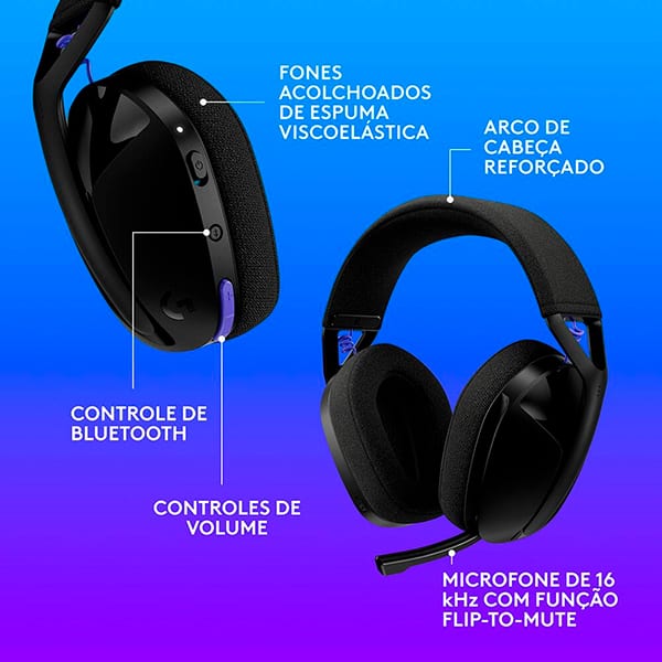 Headset Gamer G321 Lightspeed, Sem fio, Bluetooth, Preto, 981-001562, Logitech G + Mouse Gamer Sem Fio Logitech G305 LIGHTSPEED com 6 Botões Programáveis e Até 12.000 DPI - Preto CX 1 UN
