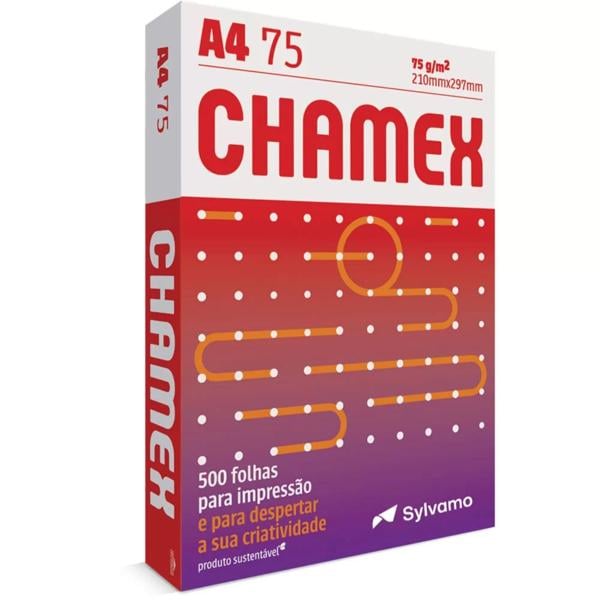 Papel Sulfite A4, 75g, 210mmx297mm, Caixa com 10 resmas - 5000 Folhas, Chamex CX 10 UN