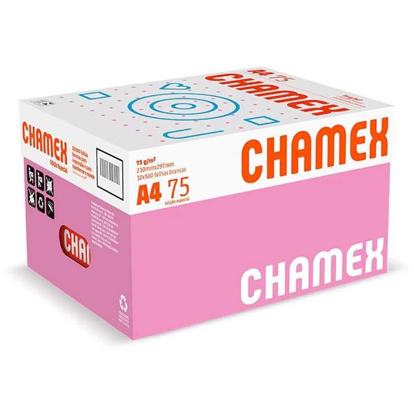 Papel Sulfite A4, 75g, 210mmx297mm, Branco, Edição Outubro Rosa Chamex - Caixa com 10 resmas - 5000 Folhas CX 10 UN