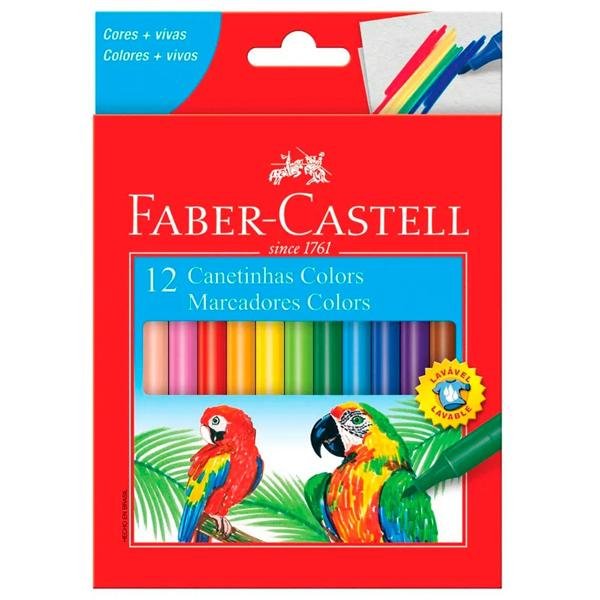 Estojo escolar polipropileno, Lilás, AB6025, Spiral + Canetinha Colors 12 Cores Faber-Castell PT 1 UN