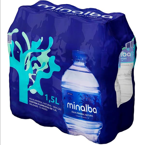 Água Mineral sem gás, 1,5L, Pack com 8 unidades, Minalba - FD 8 UN
