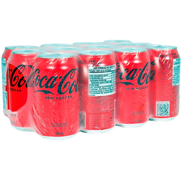 Refrigerante Coca-Cola sem açúcar, 350ml, Pack com 12 unidades, Coca-Cola - PT 12 UN