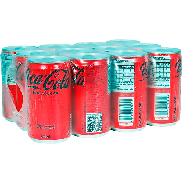 Refrigerante Coca-Cola sem açúcar, 220ml, Pack com 12 unidades, Coca-Cola - PT 12 UN